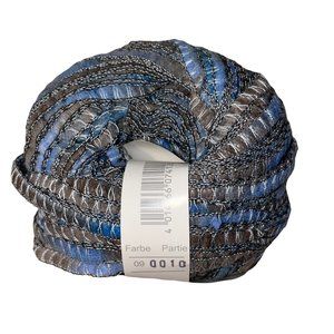OnLine Linie 87 STREET Bulky Cotton Wrapped Tape Ribbon Yarn Blue Grey
